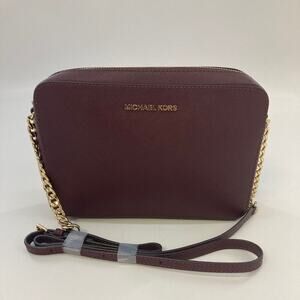 MICHAEL KORS, SMALL WINE SAFFIANO LEATHER CROSSBODY BAG